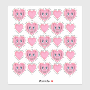 Hand Drawn Cartoon Smiling Cute Pink I Heart