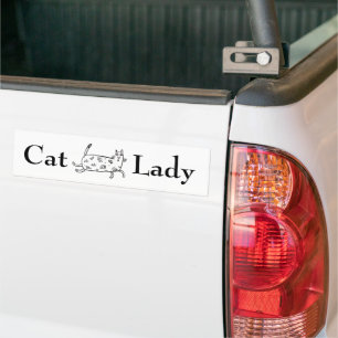 Hand Drawn Cat Typography Cat Lady Fun Bumper Sticker