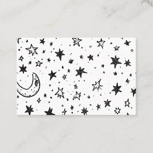 Hand Drawn Celestial Night Sky Pattern Business Card (Front)