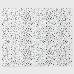 Hand Drawn Celestial Night Sky Pattern Wrapping Paper