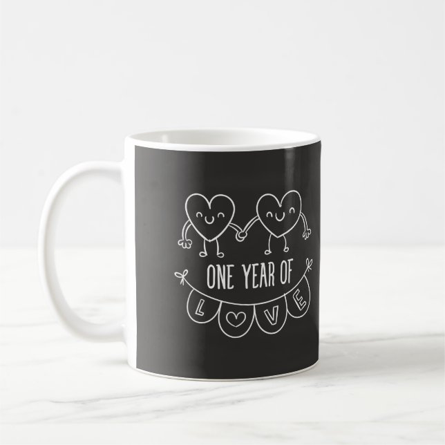 Hand Drawn Chalboard 1st Anniversary Mug (Left)