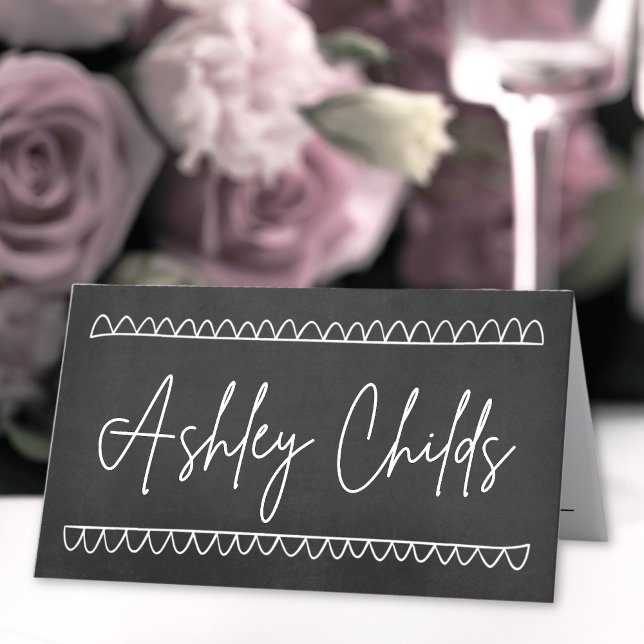 Hand Drawn Chalkboard Whimsical Name Wedding Place Card (Hand Drawn Chalkboard Whimsical Name Wedding Place Card)