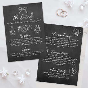 Hand Drawn Chalkboard Whimsical Wedding Details Enclosure Card