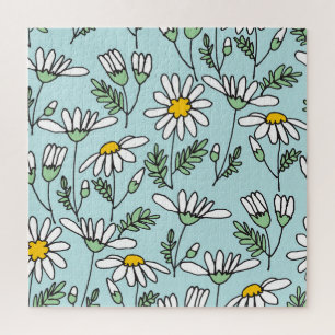 Hand-Drawn Chamomile Pattern. Jigsaw Puzzle