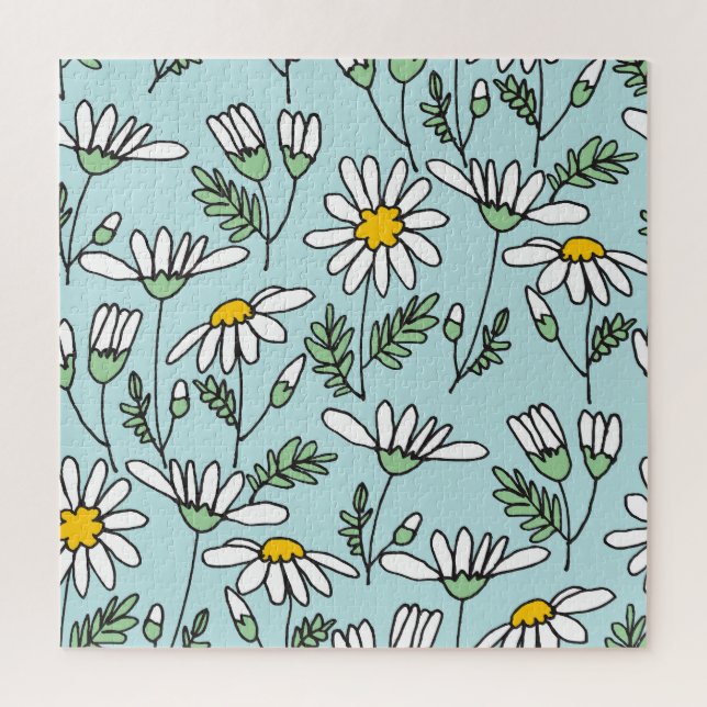 Hand-Drawn Chamomile Pattern. Jigsaw Puzzle (Vertical)