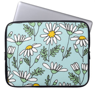 Hand-Drawn Chamomile Pattern. Laptop Sleeve