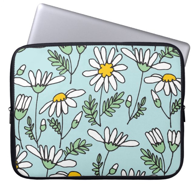 Hand-Drawn Chamomile Pattern. Laptop Sleeve (Front)