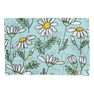 Hand-Drawn Chamomile Pattern. Pillowcase
