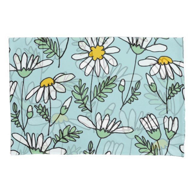 Hand-Drawn Chamomile Pattern. Pillowcase (Front)