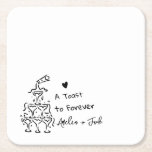 Hand Drawn Champagne Glass Tower Wedding Napkins Square Paper Coaster<br><div class="desc">Bring a touch of charm and creativity to your special day with this Retro Funky Hand-Drawn Whimsical Wedding Invitation. Designed in timeless black and white, this invitation combines vintage retro style with modern handwritten details, creating a perfect balance of elegance and fun. Inspired by French weddings, it’s ideal for couples...</div>