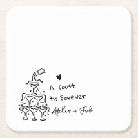Hand Drawn Champagne Glass Tower Wedding Napkins