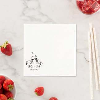 Hand Drawn Champagne Glass Wedding Napkins