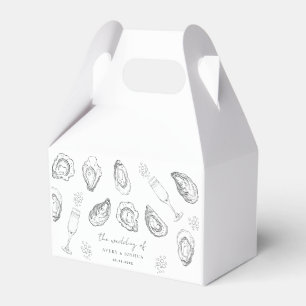 Hand Drawn Champagne & Oysters Roast Wedding Favour Box