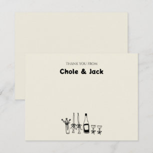 Hand Drawn Champagne Retro Wedding Card