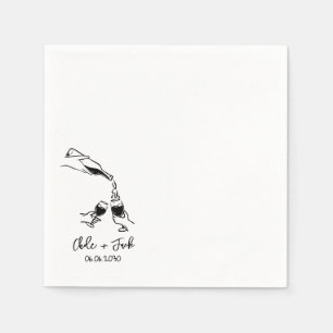 Hand Drawn Champagne Tower Glass Wedding Napkins