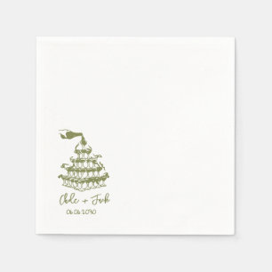 Hand Drawn Champagne Tower Glass Wedding Napkins