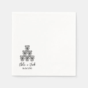 Hand Drawn Champagne Tower Glass Wedding Napkins