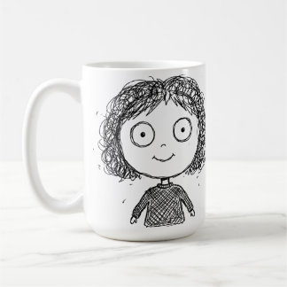 Hand-Drawn Character Illustration – Artistic Coffee Mug