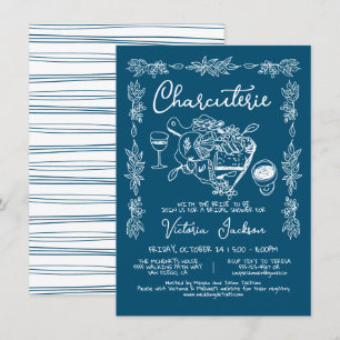 Hand Drawn Charcuterie Board Bridal Shower Invitation