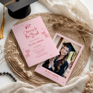 Hand Drawn Cheers to the Grad Graduation Invitation