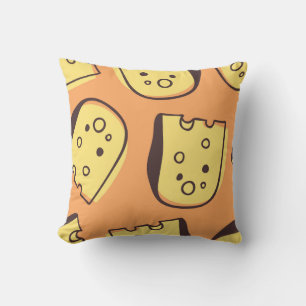 Hand-Drawn Cheese: Artistic Seamless Pattern. Cushion