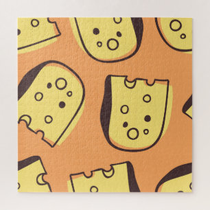 Hand-Drawn Cheese: Artistic Seamless Pattern. Jigsaw Puzzle