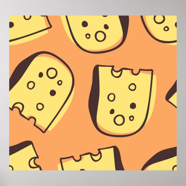 Hand-Drawn Cheese: Artistic Seamless Pattern. Poster (Front)