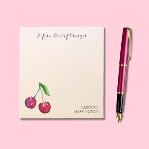 Hand-Drawn Cherries Cute Inspirational Coquette Notepad