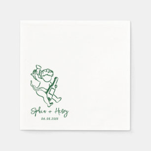 Hand Drawn Cherub Cupid Icon Wedding  Napkin