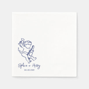 Hand Drawn Cherub Cupid Icon Wedding  Napkin