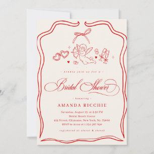 Hand Drawn Cherub Vintage Cupid Bridal Shower Invitation