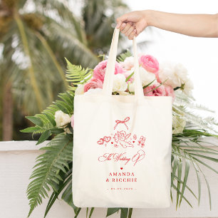 Hand Drawn Cherub Vintage Cupid Wedding Favor Tote Bag