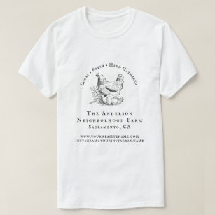 Hand-drawn Chicken Script Family Farm Business T-Shirt