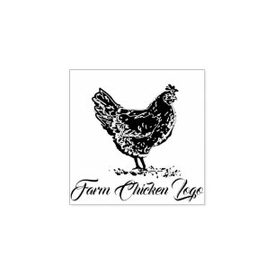 Hand Drawn Chicken Sketch Rubber Stamp