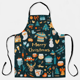 Hand-drawn Christmas and New Year elements. Apron