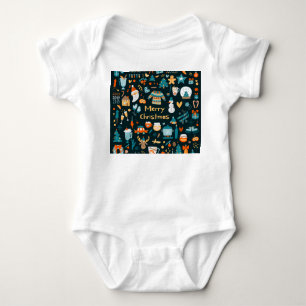 Hand-drawn Christmas and New Year elements. Baby Bodysuit
