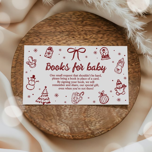 Hand Drawn Christmas Baby Shower Books for Baby Enclosure Card (Creator Uploaded)