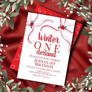 Hand Drawn Christmas Bows Birthday Party  Invitation