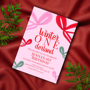 Hand Drawn Christmas Bows Multicolor Birthday Invitation