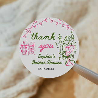 Hand Drawn Christmas Bridal Shower Classic Round Sticker