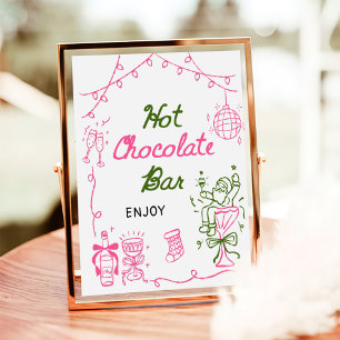 Hand Drawn Christmas Bridal Shower Hot Chocolate Poster