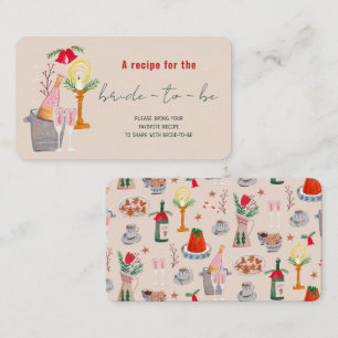 Hand Drawn Christmas Bridal Shower Share A Recipe Enclosure Card