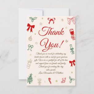 Hand Drawn Christmas Bridal Shower Thank You Card