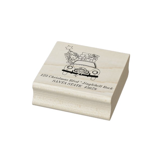 Hand drawn Christmas car return address stamp (Stamp)