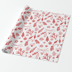 Hand Drawn Christmas Decorations Holiday Set Wrapping Paper