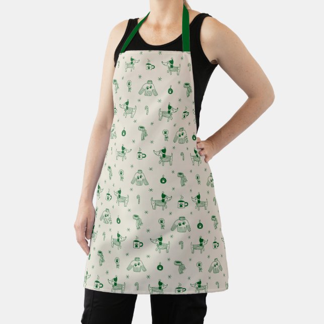 Hand-Drawn Christmas Dogs Apron (Insitu)