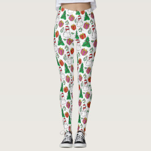 Hand Drawn Christmas Elements Pattern Leggings