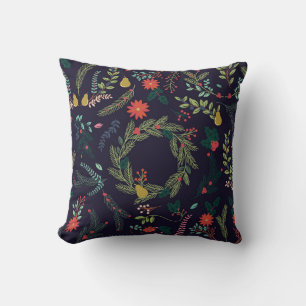 Hand-drawn Christmas florals: vintage collection Cushion