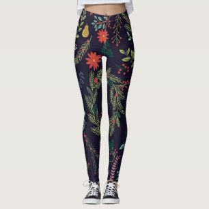 Hand-drawn Christmas florals: vintage collection Leggings