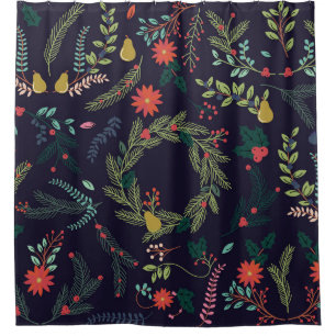 Hand-drawn Christmas florals: vintage collection Shower Curtain